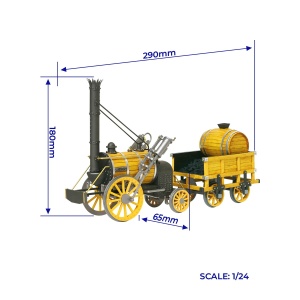Macheta locomotiva feroviara cu abur OcCre ROCKET KIT, scara 1:24 (G-45), 650 de piese - Img 5