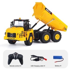 Huina csuklós dömper játék, távirányítóval, hangokkal és fényekkel, 11 csatornás, 1:14 méretarány, 2,4 GHz-es frekvencia - Img 10