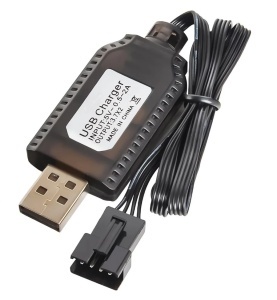 Incarcator USB LiIon cu 4 fire 2x3.7V/ 500mA pentru acumulatori HUINA excavator 1535, basculanta 1553, macara 1572, basculanta 1573