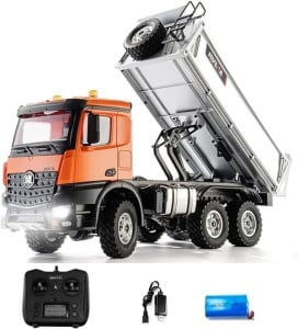 Jucarie Basculanta cu telecomanda, HUINA, piese metalice, tractiune 6x6, sunete si lumini, 11 canale, scara 1:14, 2.4GHz - Img 2