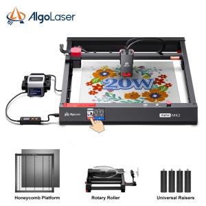 Masina CNC de gravat si taiat cu laser ALGOLASER ALPHA MK2, putere dioda laser 20W, 400x410 mm, adancime taiere max. 30mm si gravare pe lemn, MDF, plastic, inox, sticla, piatra, hartie, ceramica, piele, textile - Img 6