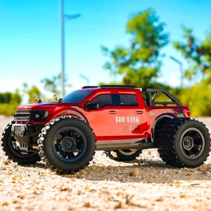 Masina cu radiocomanda THE LINK Monster Truck, tractiune 4x4, viteza 30 Km/h, autonomie 35 min, scara 1:18, rosu