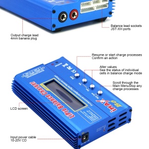 Univerzális töltő IMAX B6 12 V-on, teljesítmény 80W, 72W-os tápegységgel, 220V-on, LiPo/ LiIon/ LiFe/ NiCd/ NiMH/ LiPo/ LiIon/ NiFe/ NiMH/ ólom akkumulátorokhoz - Img 6
