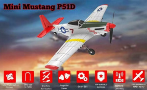 Aeromodel cu radiocomanda MINI MUSTANG P51D RTF cu stabilizator electronic (400 mm) - Img 6