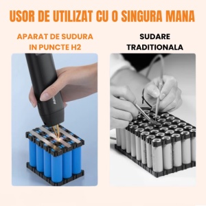 Aparat de sudura in puncte puternica, portabil, cu 2 pini, 2 moduri, automat si manual, ecran LCD color 1.5", 90-99 trepte de putere, monitorizare temperatura, acumulator reincarcabil integra, cu banda de nichel inclusa, pentru lipit acumulatori - Img 5