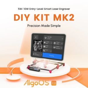 Készlet DIY MK2 CNC lézergravírozó és vágógép ALGOLASER, teljesítmény 96W (lézer 10W), 400x435 mm, vágási mélység max. 6mm és gravírozás fára, műanyagra, bőrre, PCB lapokra, textíliára, üvegre. - Img 2