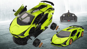 Kit de construit masina cu telecomanda Lamborghini Sian FKP 37, scara 1:18, verde, 72 de piese - Img 9