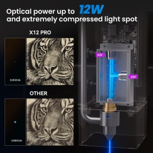 Masina CNC de gravat si taiat cu laser dual ATOMSTACK X12 Pro, putere 50W (laser 12W), 365x305 mm, adancime taiere max. 20mm si gravare pe lemn, plastic, piele, placi PCB, textile, sticla, si unele tipuri de metal - Img 6
