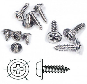 Surub autofiletant otel inoxidabil, cap cruce cu guler, d2.3 x 10mm (30 buc)