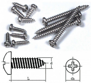 Surub autofiletant, otel inoxidabil, cap cruce, d2.2 x 20mm (30 buc)