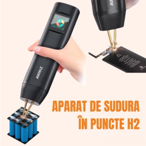 Aparat de sudura in puncte puternica, portabil, cu 2 pini, 2 moduri, automat si manual, ecran LCD color 1.5", 90-99 trepte de putere, monitorizare temperatura, acumulator reincarcabil integra, cu banda de nichel inclusa, pentru lipit acumulatori - Img 2