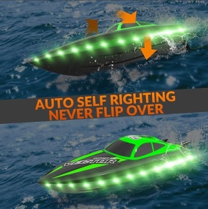 Barca cu telecomanda VolantexRc VECTOR LUMEN complet echipata, viteza 32km/h, 300mm, banda LED, verde - Img 3