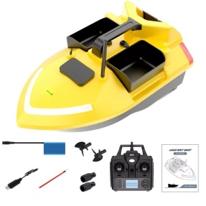 Csali, úszó és csali csónak, GPS, három tartály, kapacitás 2 kg, hatótávolság 500 m, akkumulátor 12000 mA, rádió távirányító 2.4GHz, fluoreszkáló ház. - Img 2