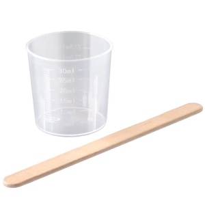 Cupa pentru amestecare gradata 30 ml, cu bagheta din lemn - Img 1