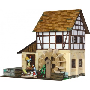 Set constructie arhitectura Moara de apa cu grinzi, 172 piese din lemn, Walachia - Img 1