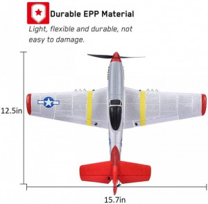 Aeromodel cu radiocomanda MINI MUSTANG P51D RTF cu stabilizator electronic (400 mm) - Img 8