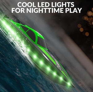 Barca cu telecomanda VolantexRc VECTOR LUMEN complet echipata, viteza 32km/h, 300mm, banda LED, verde - Img 4