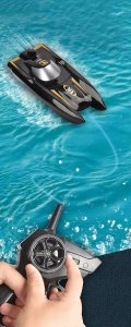 Barca MINI BOAT catamaran cu telecomanda, complet echipata, doua motoare, viteza 15 km/h, 230 mm - Img 10