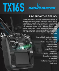 RadioMaster TX16S Multi-protokoll 2.4GHz 4in1 2.4GHz-es rádió távirányító kardánnal csarnok V4.0 - Img 10