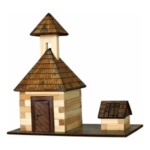 Set constructie arhitectura Clopotnita, 68 piese din lemn, Walachia - Img 1