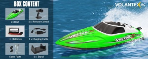 Barca cu telecomanda VolantexRc VECTOR XS Mini complet echipata, viteza 30km/h, 300mm, verde - Img 7