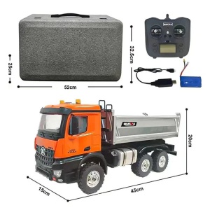 Jucarie Basculanta cu telecomanda, HUINA, piese metalice, tractiune 6x6, sunete si lumini, 11 canale, scara 1:14, 2.4GHz - Img 6