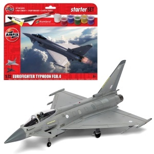 Macheta avion jet Airfix Eurofighter Typhoon FGR.4, scara 1:72, KIT, 43 piese, set incepatori