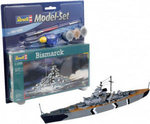 Navomodel macheta Revell BISMARCK Kit 1:1200, set cu adeziv si vopsele (200 mm) - Img 1