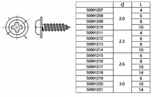 Surub autofiletant otel inoxidabil, cap cruce cu guler, d2.6 x 14mm (30 buc) - Img 2