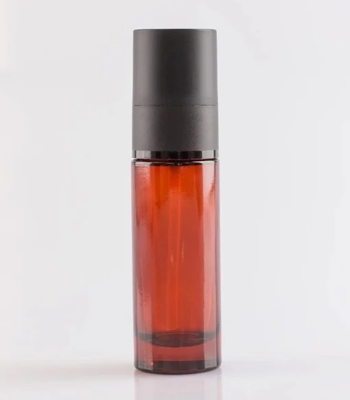 Flacon de sticlă Laura Amber cu pompă și capac, 30 ml