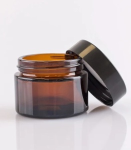 Borcan sticlă brună cu capac 50 ml - Img 2