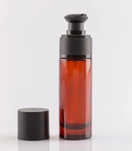 Flacon de sticlă Laura Amber cu pompă și capac, 30 ml - Img 2