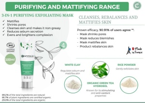 Mască exfoliantă purificatoare 3 în 1 FRAICHEUR DE THE, 100ml - Img 3