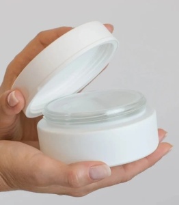 Borcan sticlă mată albă cu capac și disc AK 200 ml - Img 2