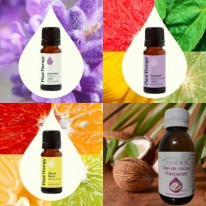 Set pentru anxietate și controlul stresului – cu ulei de cocos fracționat, lavandă, Citrus Burst și Tranquil