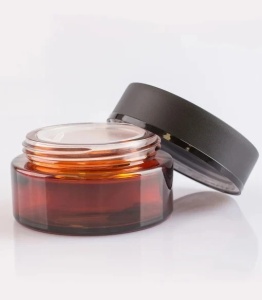 Borcan sticlă Laurence Amber cu capac și disc, 100 ml - Img 1