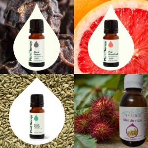 Set anti-celulitic natural – cu ulei de ricin, fenicul dulce, grapefruit roz și piper negru