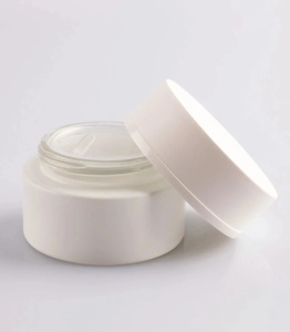 Borcan sticlă mată albă cu capac și disc AK 50 ml - Img 1