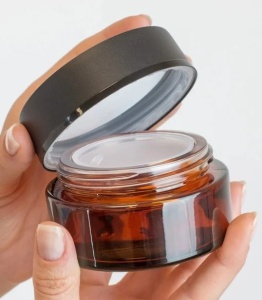 Borcan sticlă Laurence Amber cu capac și disc, 100 ml - Img 4