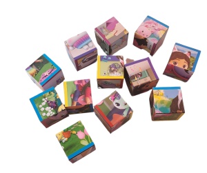 Cuburi tip puzzle din lemn ,Gabby's Dollhouse,16x12 cm,12 cuburi,6 puzzle,+3ani
