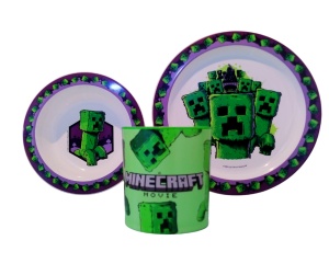 Set de Farfurii Minecraft cu cană de 390 ml – Fără BPA