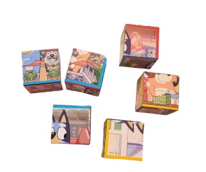 Cuburi tip puzzle din lemn ,Bluey,6 cuburi,6 puzzle,+2ani - Img 3