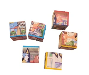 Cuburi tip puzzle din lemn ,Bluey,6 cuburi,6 puzzle,+2ani - Img 3