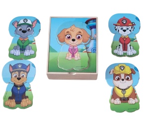 Puzzle din lemn Paw Patrol, 5 caracter,10 piese,+ 2 ani