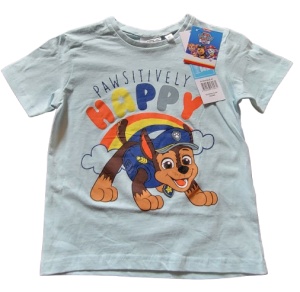 Tricou Paw Patrol ,Chese Happy ,bumbac,albastru ,baieti ,6 ani