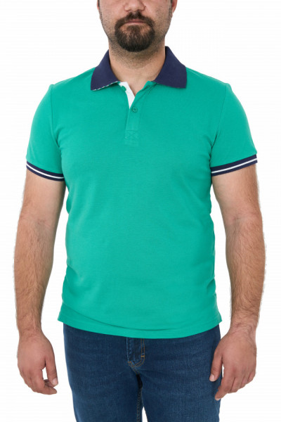 Tricou polo cu garnituri contrastante, Amir, verde pastel