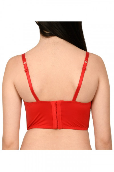 Sutien tip corset, din dantela, Lemila, rosu - Img 2