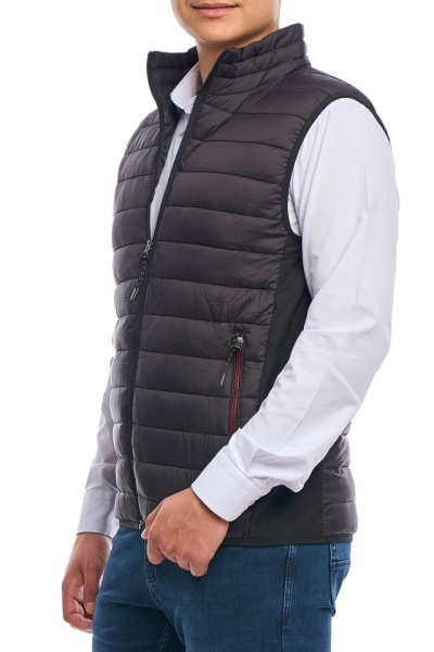 Vesta barbati subtire, Urban fit, negru - Img 2