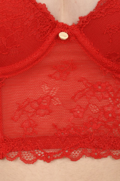 Sutien tip corset, din dantela, Lemila, rosu - Img 3