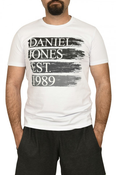 Tricou barbat cu imprimeu, alb